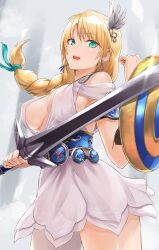 blonde_hair female green_eyes long_hair milf shield sophitia_alexandra soul_calibur sword tea_(nakenashi)