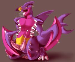 anthro candychameleon diphallia diphallism garchomp hemipenes male male_only mega_evolution mega_garchomp multi_penis nintendo penis pokemon pokemon_(species) shiny_garchomp shiny_pokemon solo solo_male steamy_breath tongue_out