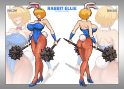 alternate_version_available ass back_view big_ass big_breasts blonde_hair bowtie bunny_costume bunny_ears bunny_girl bunny_suit bunnygirl bunnysuit cleavage collar covered_eyes exposed_nipples fake_rabbit_ears fake_rabbit_tail female female_only final_fuck front_view high_heels large_ass large_breasts mace nipple_slip rabbit_ears rabbit_ellie_(final_fuck) rabbit_tail sano-br short_hair shoulders sleeves thighs tight_clothing tights