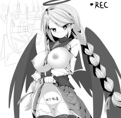 1girls big_breasts breasts heart-shaped_pupils huge_breasts large_breasts long_hair nipples pussy puyo_puyo puyo_puyo_quest skirt_lift vibrator wings