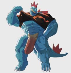 anthro bara barazoku big_penis boner crocodile crocodilian crocodylid erection feraligatr male male_only muscles muscular nintendo pantsless penis pokemon reed_sp_626 scalie shirt shirt_lift shirt_only solo solo_male