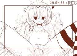 1boy 1girls breasts heart-shaped_pupils nipples peace_sign penis pussy pussy_juice puyo_puyo puyo_puyo_quest recording short_hair small_breasts smile vaginal_penetration