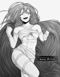 1girls bandage black_and_white breasts eto_yoshimura female female_only line_art omarvin smile tokyo_ghoul underboob