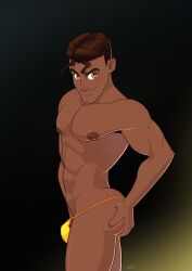 1boy arab arab_male arabian ass_grab bulge charlie_tooga disney disney_prince gay looking_at_viewer male male_focus male_only melanin middle_eastern middle_eastern_male muscles muscular muscular_male prince_naveen the_princess_and_the_frog thong