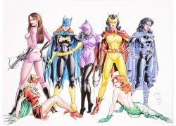 6+girls 7girls andy_price barbara_gordon batgirl batman_(series) batwoman betty_kane catwoman crossbow dc dc_comics female female_only helena_bertinelli high_heel_boots high_heels huntress_(dc) kathy_kane multiple_girls pinup poison_ivy sketch superheroine talia_al_ghul villain villainess