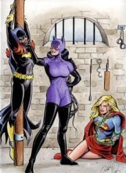 3girls andy_price barbara_gordon batgirl batman_(series) bondage catwoman chained_to_pole chained_up dc dc_comics dungeon female female_only femdom kara_zor-el multiple_girls restrained sketch supergirl superheroine superman_(series) villain villainess