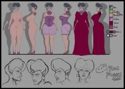 1girls areolae ass big_breasts breasts character_sheet cinderella_(1950_film) clothed clothed_female clothing corset disney disney_villains dress earrings female female_only front_view gilf grey_hair heels_only high_heels huge_areolae lady_tremaine large_breasts mature mature_female nipples nude nude_female pussy r3dfossil sagging_breasts side_view solo veiny_breasts villain villainess wide_hips