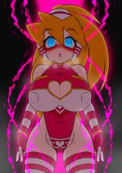 1girls big_breasts blonde_hair blue_eyes breasts ciel_(mega_man) female mega_man mega_man_zero mind_control orange_hair ponytail semikichi solo thighhighs wide_hips