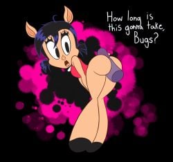 ass black_hair buttjob furry huge_cock looney_tunes mad_critter mammal petunia_pig pig pink_skin smooth_skin straight_hair swine teasing the_looney_tunes_show