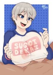 anime_style breasts busty dirtyduckart hotdawgart paizuri partial_male titjob transparent_clothing uzaki-chan_wa_asobitai! uzaki_hana