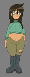 1girls aged_up belly belly_button black_eyes breasts dark-skinned_female dark_skin disney disney_channel eyebrows fat_people_only female jewish_female libby_stein-torres long_hair midriff navel older scobionicle99 smirk the_ghost_and_molly_mcgee