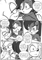 anthro comic comic_page dawnelle english_text female femdom male monochrome sally_acorn sega sonic_(series) sonic_the_hedgehog sonic_the_hedgehog_(archie)