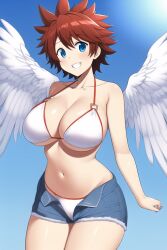 ai_generated angel angel_wings blue_eyes brown_hair female genderswap_(mtf) kid_icarus kid_icarus_uprising nai_diffusion nintendo pit pit_(kid_icarus) rule_63 stable_diffusion