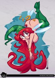 1girls ass betilla_(rayman) breasts long_hair nipples nymph_(rayman) pinup rayman_(series) rayman_origins red_hair thighhighs zaribot