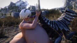 1girls 1monster 3d alternate_breast_size animated bethesda_softworks blindfold blowjob bruh_moment chaurus crossover fellatio feral giant_insect gigantic_breasts huge_breasts hyper_breasts insect interspecies makad321 monster_cock nier nier:_automata outdoors outside penis skyrim sound the_elder_scrolls video yorha_2b zoophilia