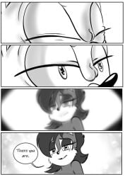 anthro comic comic_page dawnelle english_text female femdom male monochrome sally_acorn sega sonic_(series) sonic_the_hedgehog sonic_the_hedgehog_(archie)