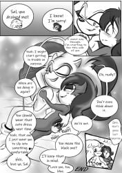 anthro comic comic_page dawnelle english_text female femdom male monochrome sally_acorn sega sonic_(series) sonic_the_hedgehog sonic_the_hedgehog_(archie)