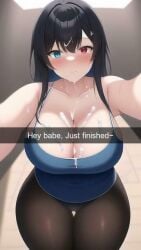 1girls 9:16 ai_generated blue_eyes cheating cheating_girlfriend cheating_wife cleavage cum cum_on_breasts emzie01 english_text funemily1 heterochromia large_breasts leggings long_hair nai_diffusion netorare ntr original red_eyes snapchat stable_diffusion tagme tank_top thick_thighs wide_hips