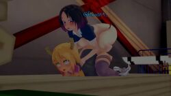 1futa 1girls 3d animated black_hair blender blonde_hair bottomless clothed clothing duo elma_(dragon_maid) elmast_ female futa_on_female futanari horns kobayashi-san_chi_no_maidragon light-skinned_female light-skinned_futanari miss_kobayashi's_dragon_maid partially_clothed sound squatting tohru_(dragon_maid) video