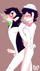 2boys black_hair cum gay gay_sex kevin_(spooky_month) moaning self_upload spooky_month standing streber_(spooky_month) vampire_costume white_skin