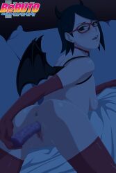 1girls all_fours anus arched_back armwear ass bent_over black_eyes black_hair blush boruto:_naruto_next_generations breasts censored cosplay costume darkalx devil_horns devil_wings dildo erect_nipples fangs female female_focus female_only glasses gloves halloween halloween_costume holidays horns latex_gloves latex_thighhighs legwear light-skinned_female light_skin looking_at_viewer looking_back masturbation moan moaning mosaic_censoring narrowed_eyes naruto naruto_(series) nipples on_all_fours on_bed open_mouth pale-skinned_female pale_skin petite presenting_ass pussy sarada_uchiha sex_toy short_hair shounen_jump small_breasts solo solo_female solo_focus succubus succubus_costume succubus_horns succubus_wings teeth thighhighs topless topless_female vagina vaginal_insertion vaginal_masturbation vaginal_object_insertion vaginal_penetration wings