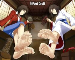 2022 2d 2d_(artwork) 2girls 5_toes barefoot big_feet boots brown_hair character_name clothed clothed_female detailed duo feet feet_together feet_up female female_focus female_on_top female_only femdom foot_fetish foot_focus footcroft holding_shoes kara_no_kyoukai light-skinned_female light_skin looking_at_viewer ryougi_shiki sandals shoes shoes_removed short_hair smell smelly_feet smelly_shoes soles steam steaming_body steamy steamy_feet steamy_shoes sweat sweatdrop sweaty sweaty_feet toe_curl toe_scrunch toenails toes wrinkled_feet wrinkled_soles wrinkles