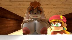 3d animated bouncing_breasts chimpanzee crossover dixie_kong donkey_kong_(series) furry gif looking_at_camera nintendo rabbit sega self_upload smackrabbit sonic_(series) sonic_the_hedgehog_(series) staring tagme vanilla_the_rabbit