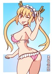 kobayashi-san_chi_no_maidragon maid orange_eyes striped_bikini teliodraw tohru_(dragon_maid)