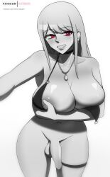 1futa 2022 areola_slip areolae balls big_breasts big_hips bra breasts choker earrings flaccid flaccid_penis foreskin futa_only futanari greyscale human katsunei kitagawa_marin monochrome navel necklace nipple_slip nipples nude penis red_eyes smile solo sono_bisque_doll_wa_koi_wo_suru standing thick_thighs trichrome wide_hips