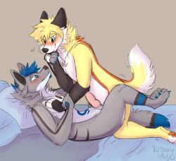 anthro bed canid canine canis dog-wolf duo erixalu furniture genitals invalid_tag love male male/male mammal penetration penis ray-bleiz wolf