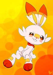 absurd_res anthro anus ass blush female generation_8_pokemon genitals hi_res looking_at_viewer nintendo pokémon_(species) pokemon pokemon_(species) pussy red_eyes scorbunny solo video_games white_body wispytuft