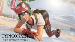 3d 3d_(artwork) activision beach big_ass big_breasts big_butt blender blender_(software) blender_cycles blizzard_entertainment breasts clothed clothing female kimono kiriko_(overwatch) laying_down overwatch overwatch_2 solo solo_female sun typiconart