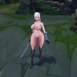 1girls 3d areolae battle_queen_diana battle_queens_series big_ass big_breasts big_butt breasts diana_(league_of_legends) female female_only gloves league_of_legends mod ninfrock nipples pussy solo solo_female thick_thighs white_hair wide_hips