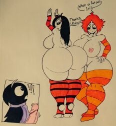 armwarmer bottomless cyclops detached_sleeves goth goth_girl hourglass_figure huge_ass huge_breasts iris_(ruby_gloom) ruby_gloom ruby_gloom_(franchise) scaredy_bat striped_legwear wide_hips