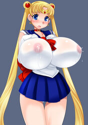 bb big_breasts bishoujo_senshi_sailor_moon blush breasts curvy gigantic_breasts highres huge_breasts impossible_clothes impossible_clothing impossible_shirt lactation large_breasts nipples sailor_moon shrimp-mayo straight_hair tears usagi_tsukino