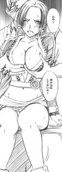 1girls boa_hancock breast_grab breasts cleavage crimson_comics female female_focus high_resolution long_hair male monochrome one_piece pointy_chin sketch solo_focus straight_hair