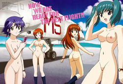 4girls aqua_hair ass blue_eyes blue_hair breasts brown_eyes brown_hair closed_mouth cloud completely_nude completely_nude_female day doi_shizuha female female_only happy honjo_mikaze kikuhara_karin long_hair looking_at_viewer looking_back medium_breasts multiple_females multiple_girls nakamura_ayamo nipples nude nude_female nude_filter open_mouth orange_hair outdoor_nudity outdoors pussy red_eyes short_hair sky small_breasts smile standing straight_hair stratos_4 tied_hair twintails uncensored wink yellow_eyes zenra