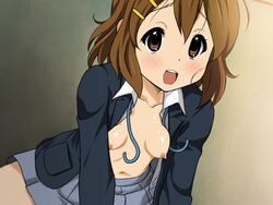 after_sex breasts female female_only human human_only k-on! open_clothes open_shirt shirt solo yui_hirasawa_(k-on!)