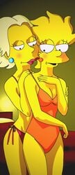 blush breasts clothes color ex_sister-in-law female female_only front_view future human indoors jenda_(the_simpsons) lisa_simpson multiple_females multiple_girls piercing standing tagme the_simpsons yellow_body yuri