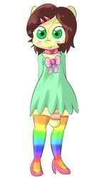 2014 animal_ears anthro anthrofied blush clothed clothing crossdressing equine friendship_is_magic girly hair horse male mammal mane my_little_pony original_character penis pony smile snorgastic solo stockings