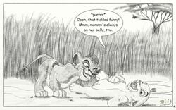 2009 disney feline female female_feral feral fur kiara kovu lion lioness male mammal mirri monochrome pussy sketch straight the_lion_king the_lion_king_ii:_simba's_pride