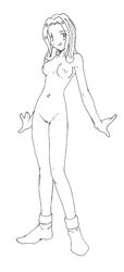 breasts digimon female female_only footwear front_view godofchaos human mimi_tachikawa monochrome nipples nude socks solo standing tagme vulva