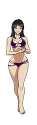 1girls bikini black_hair blue_eyes breasts female ganassa league_of_legends long_hair nail_polish sivir solo straight_hair swimsuit white_background