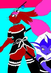 ass black_nose blue_eyes bucket clothing color eeveelution female female_only fur furry furry_ass interspecies lopunny maid mop multiple_females nintendo open_eyes pokémon_(species) pokemon pokemon_(species) pokemon_dppt pokemon_rgby red_fur vaporeon white_eyes yuri