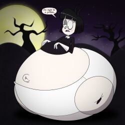 adult_swim altzegoz_(artist) bbw bottom_heavy concerned creepy_susie fat fat_ass fat_legs goth goth_girl huge_ass huge_belly immobile outie_navel overweight overweight_female panties the_oblongs