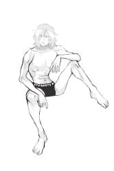 bored_expression male male_only my_hero_academia shigaraki_tomura sitting tomura_shigaraki underwear_only