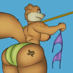 animated anthro ass big_breasts big_butt breasts brown_body buckteeth clothed clothing female j5furry mammal nickelodeon panties rodent sandy_cheeks sciurid smooth_skin solo spongebob_squarepants teeth topless tree_squirrel underwear