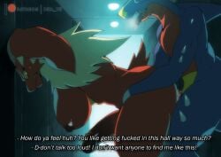 animated big_breasts blaziken bna_v5 embarrassed futanari garchomp hallway male male_on_futa pokemon pokemon_(species) public_sex