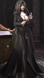 3d 3d_(artwork) bust busty cleavage deep_cleavage goth huge_breasts jujala nintendo pale-skinned_female pale_skin princess_zelda the_legend_of_zelda twilight_princess vampire zelda_(twilight_princess)