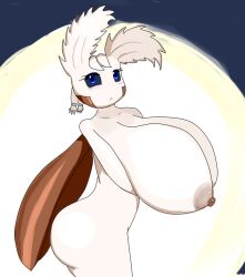 anthro arthropod ass big_breasts blue_eyes blush breasts brown_nipples cactuscacti female huge_breasts hyper hyper_breasts insects lepidopteran looking_away moth nipples nude solo wings